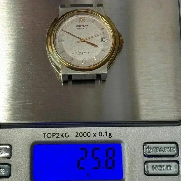 VINTAGE SEIKO SQ100 TWO TONE STAINLESS STEEL WATCH HEAD - Picture 4 of 6